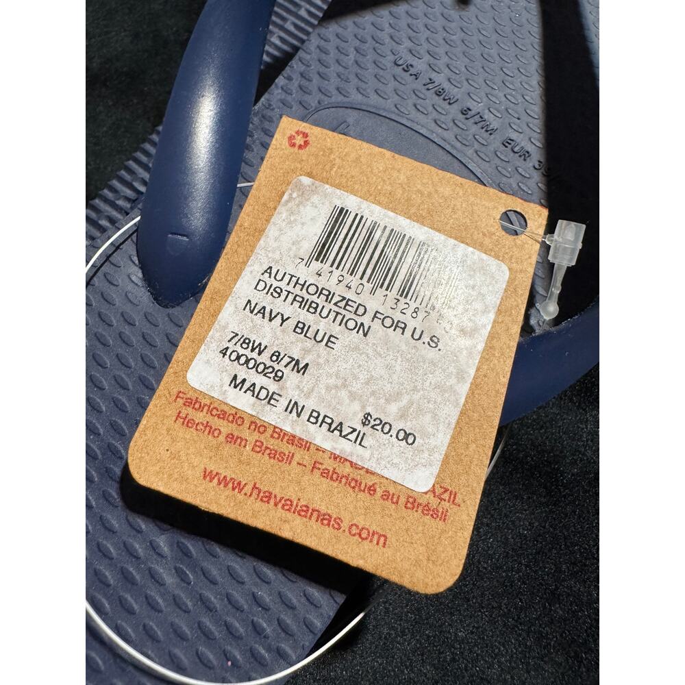 Havaianas Flip Flops Sandals Dark Navy Blue US 7/8 NWT NEW - Picture 4 of 4